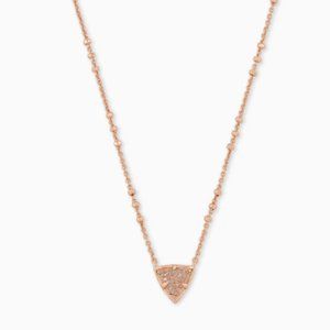 Kendra Scott Perry Rose Gold Pendant Necklace in Sand Drusy